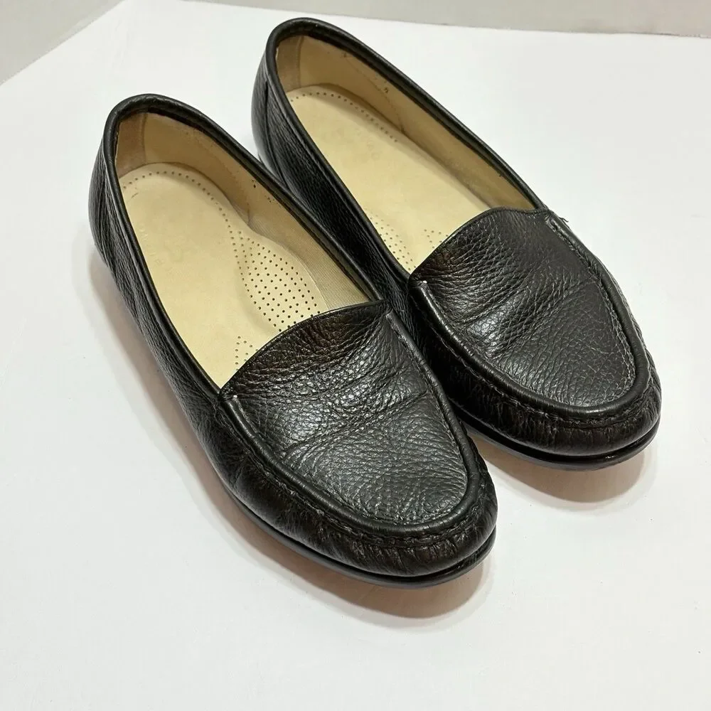 SAS Simplify Everyday Loafers Shoes Womens 8.5W Black Leather Slip On USA
